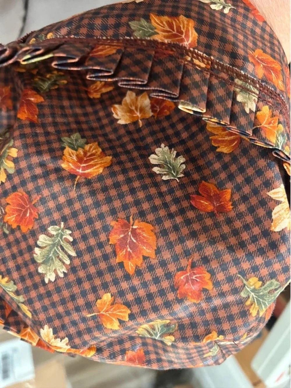 Longaberger darning liner fall gingham leaves